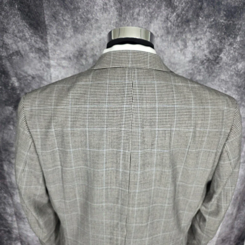 Lauren Ralph Lauren Blazer Mens 42R Gray Sports Coat 2 Buttons Wool‎ Houndstooth